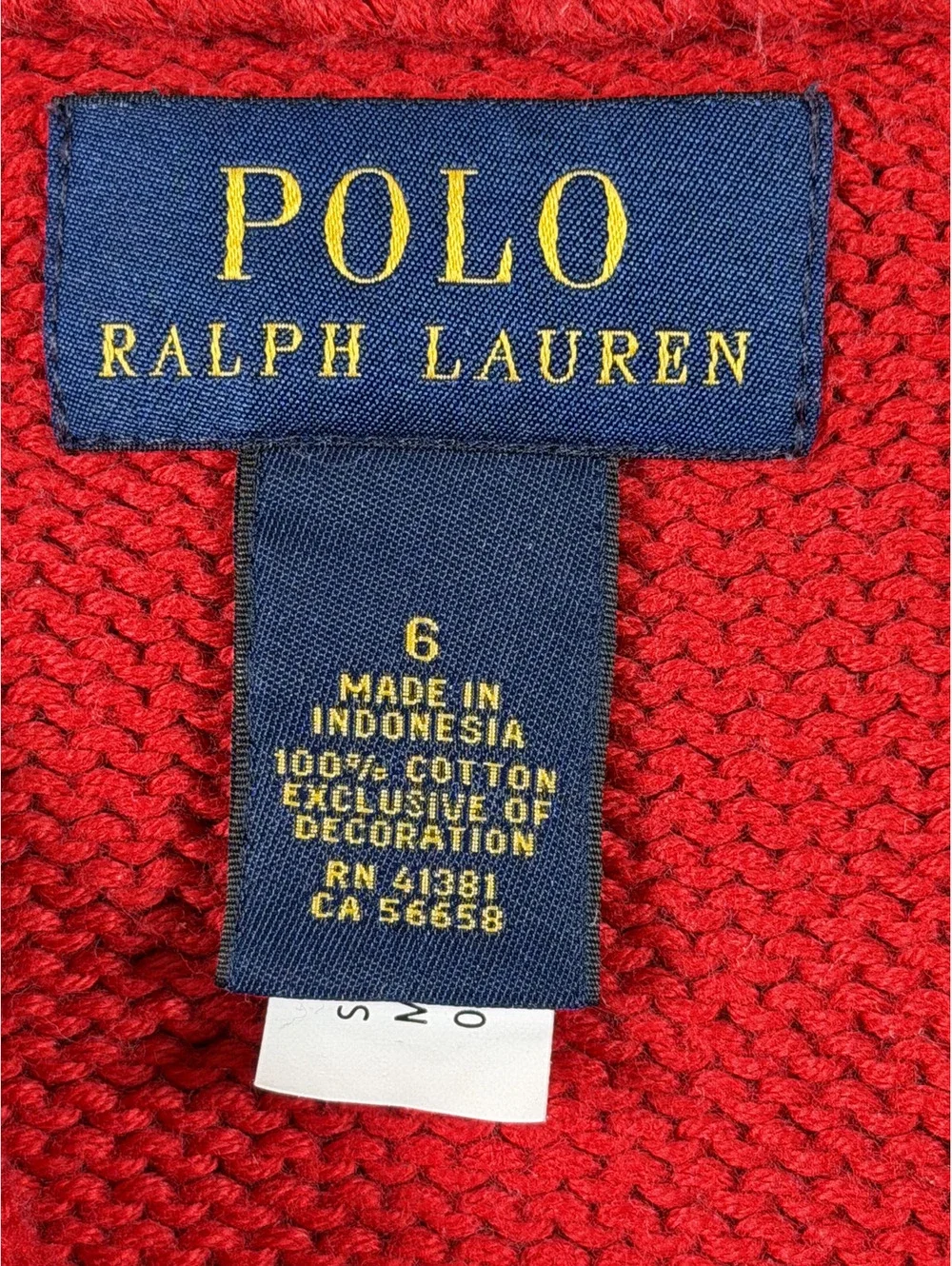 Polo Ralph Lauren Red Cotton Half-Zip Sweater Size 6